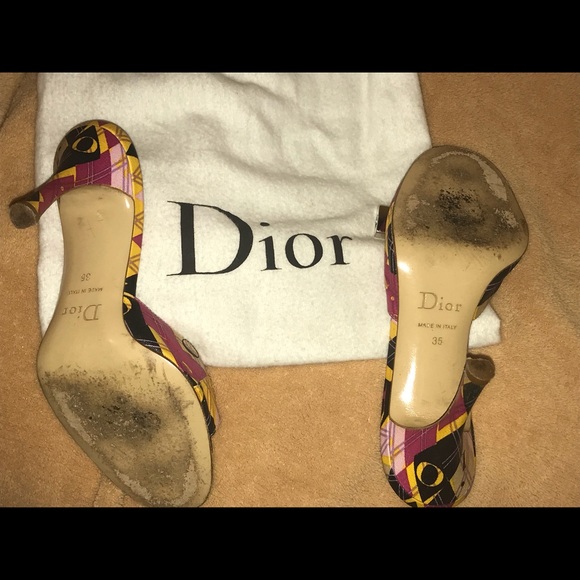 Christian Dior open toe multicolored mule size 5.5 - Picture 7 of 7